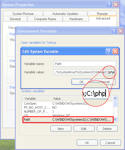 PHP Path Ayarı